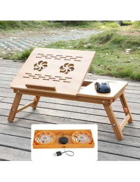 Бамбукова маса за лаптоп с вградени охладители
