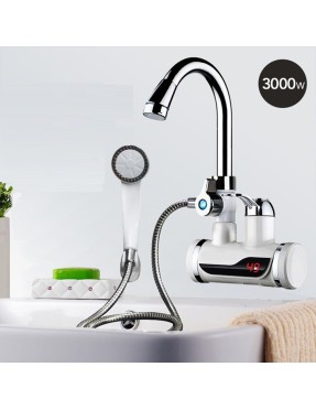 Нагревател за вода с душ слушалка и чучур с мека връзка за плот или стена