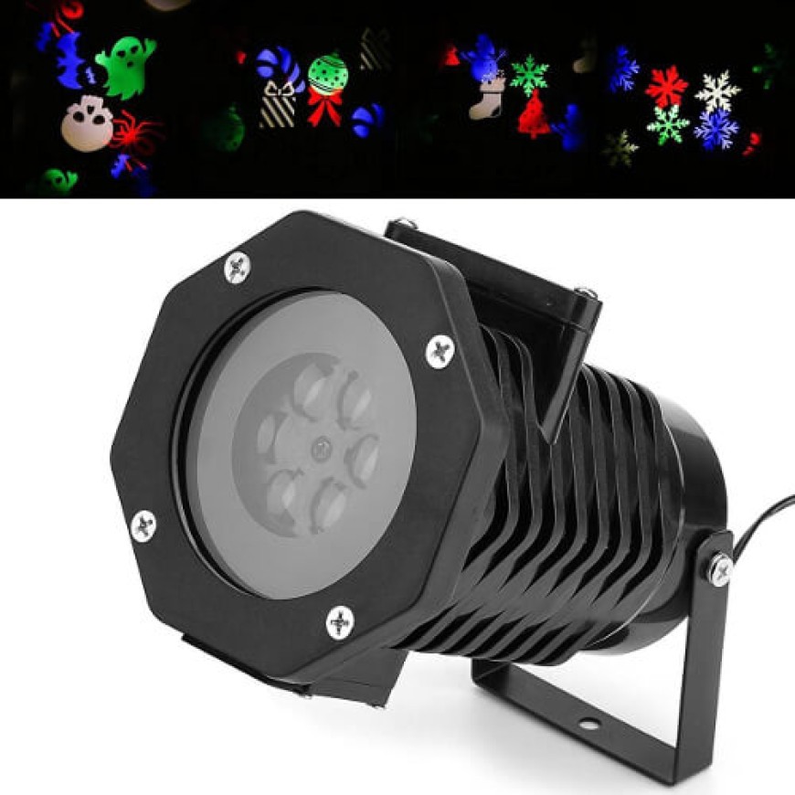 LED прожектор със сменяеми лещи с мотиви Хелоуин / Коледа