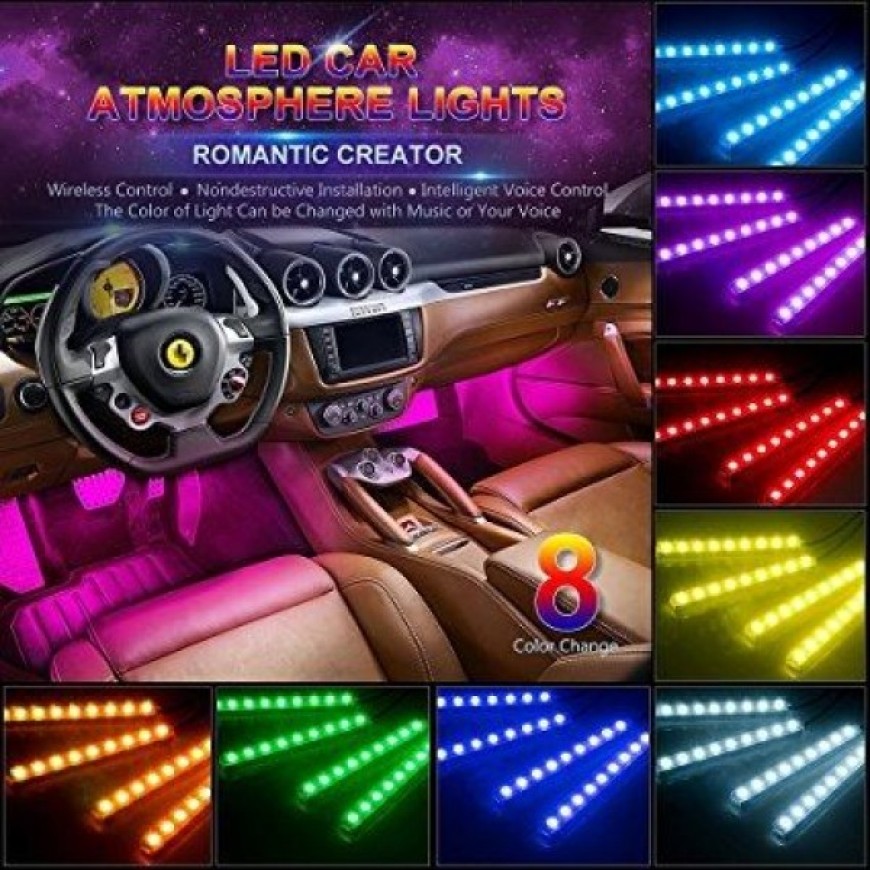LED RGB светодиодни ленти и дистанционно за интериорно осветление в автомобила