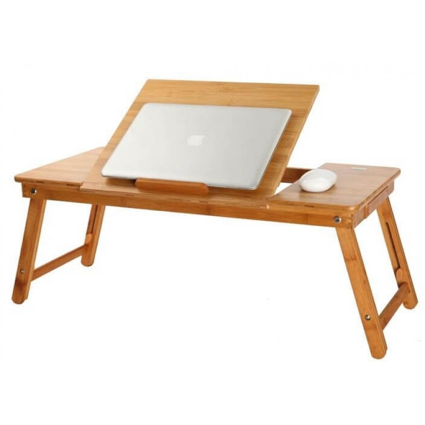 Маса за лаптоп 73 х 34см, бамбук, вградени охладители