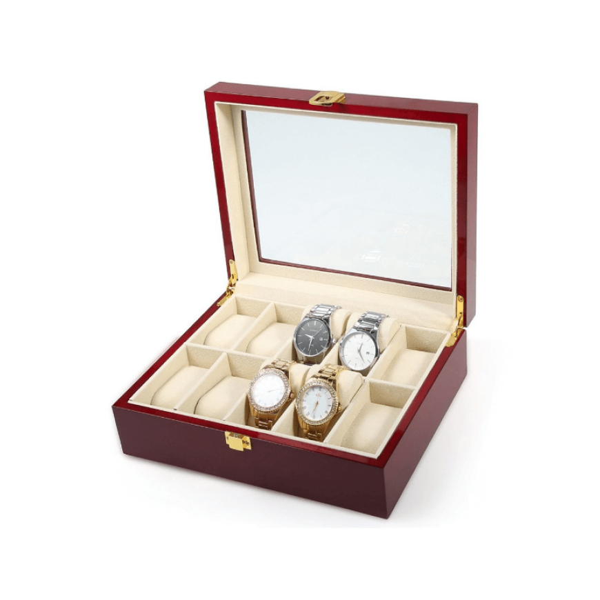 Дървена кутия за часовници - лукс с 10 отделения	