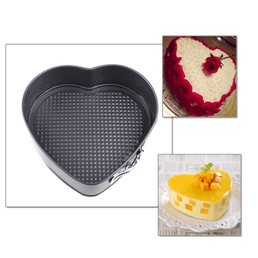 Комплект 3 тави за торти, форма квадрат, кръг и сърце