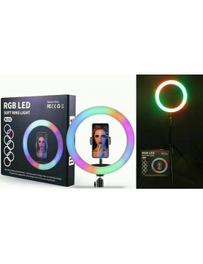 LED ринг цветна RGB лампа 12", трипод, стойка за телефон