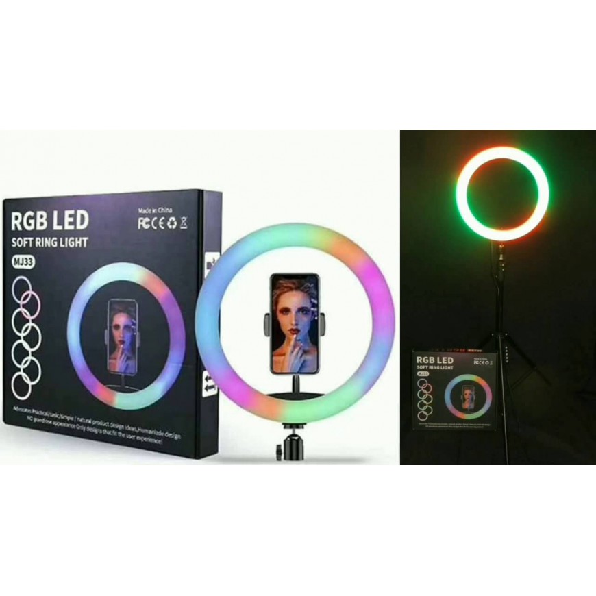 LED ринг цветна RGB лампа 12", трипод, стойка за телефон