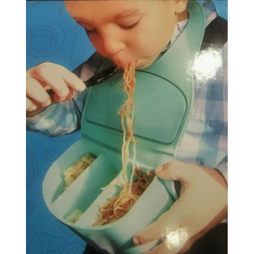 Детска кутия за храна с 3 отделения и силиконов лигавник
