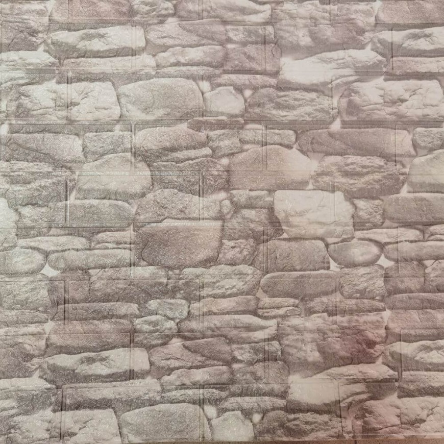 Тапет зид камъни бяло-сив цвят C23, 70*77см, самозалепващи