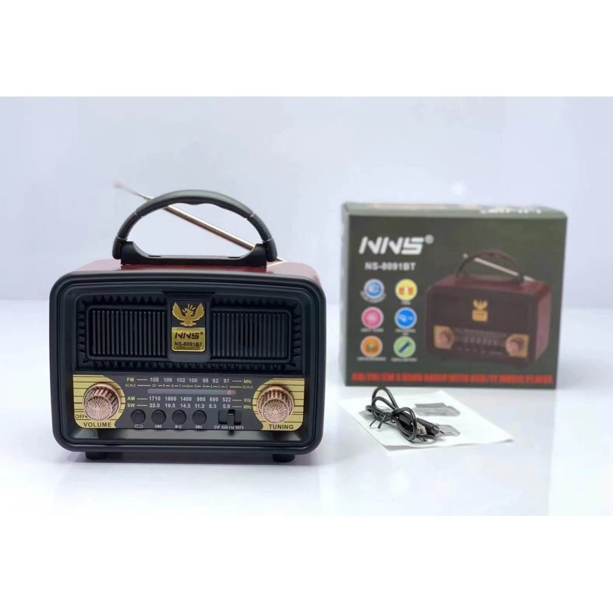 Ретро радио NS-8091BT, Bluetooth, MP3 Player, акумулаторна батерия