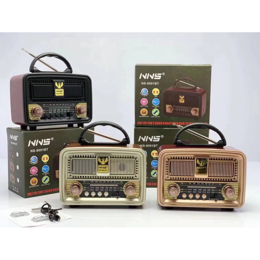 Ретро радио NS-8091BT, Bluetooth, MP3 Player, акумулаторна батерия
