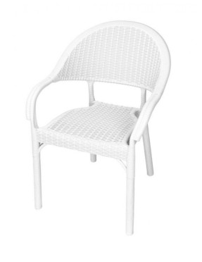 Градински стол Bamboo, PVC ратан, бял и сив