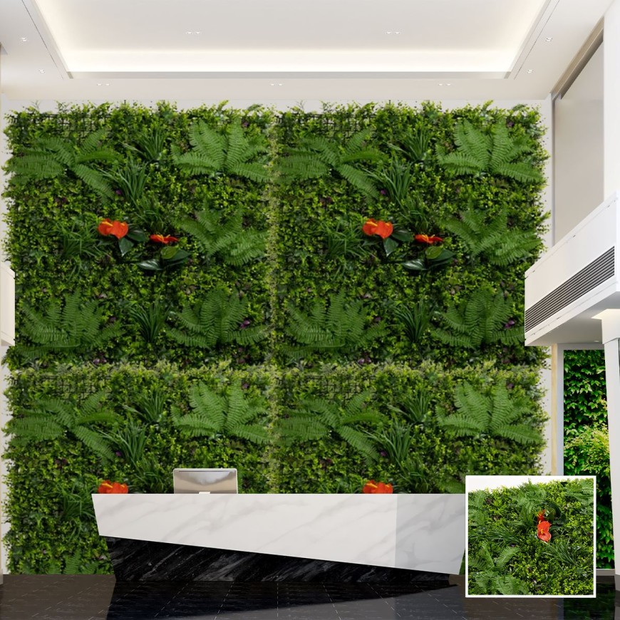 Декоративно пано растения и цветя E005| 100 х 100 см| Red Paml, зелена стена Декоративно пано растения и цветя E005| 100 х 100 см| Red Paml, зелена стена