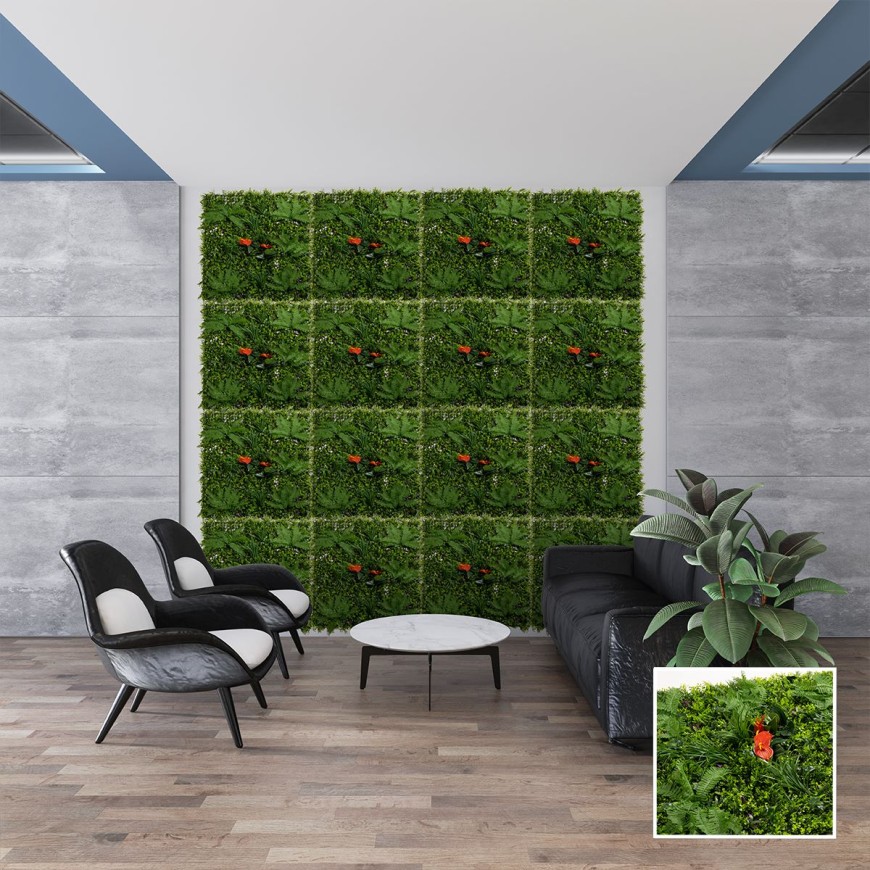 Декоративно пано растения и цветя E005| 100 х 100 см| Red Paml, зелена стена Декоративно пано растения и цветя E005| 100 х 100 см| Red Paml, зелена стена