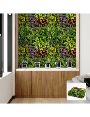 Зелено изкуствено пано с цветни растения E002|50х50 см|стени и и тавани