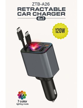 Атомобилно зарядно устройство ZTB-A26|прибиращи кабели|волтметър