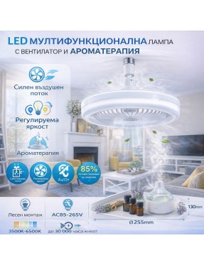 LED Мултифункционална лампа с вентилатор и ароматерапия